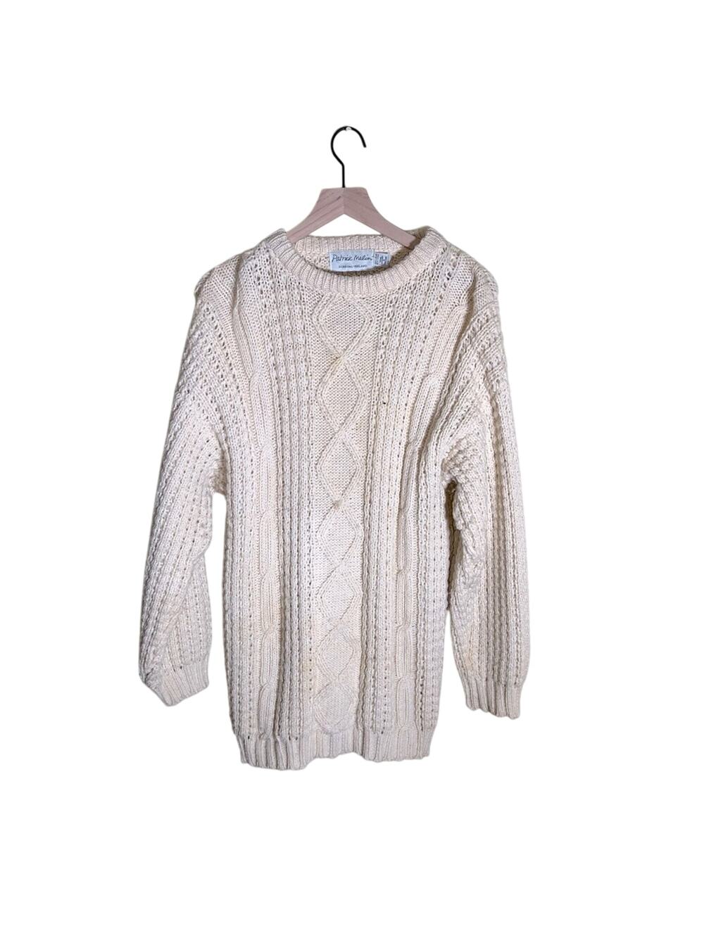VNTG PATRICK MALIN wool Irish Fishermans cable knit sweater XL